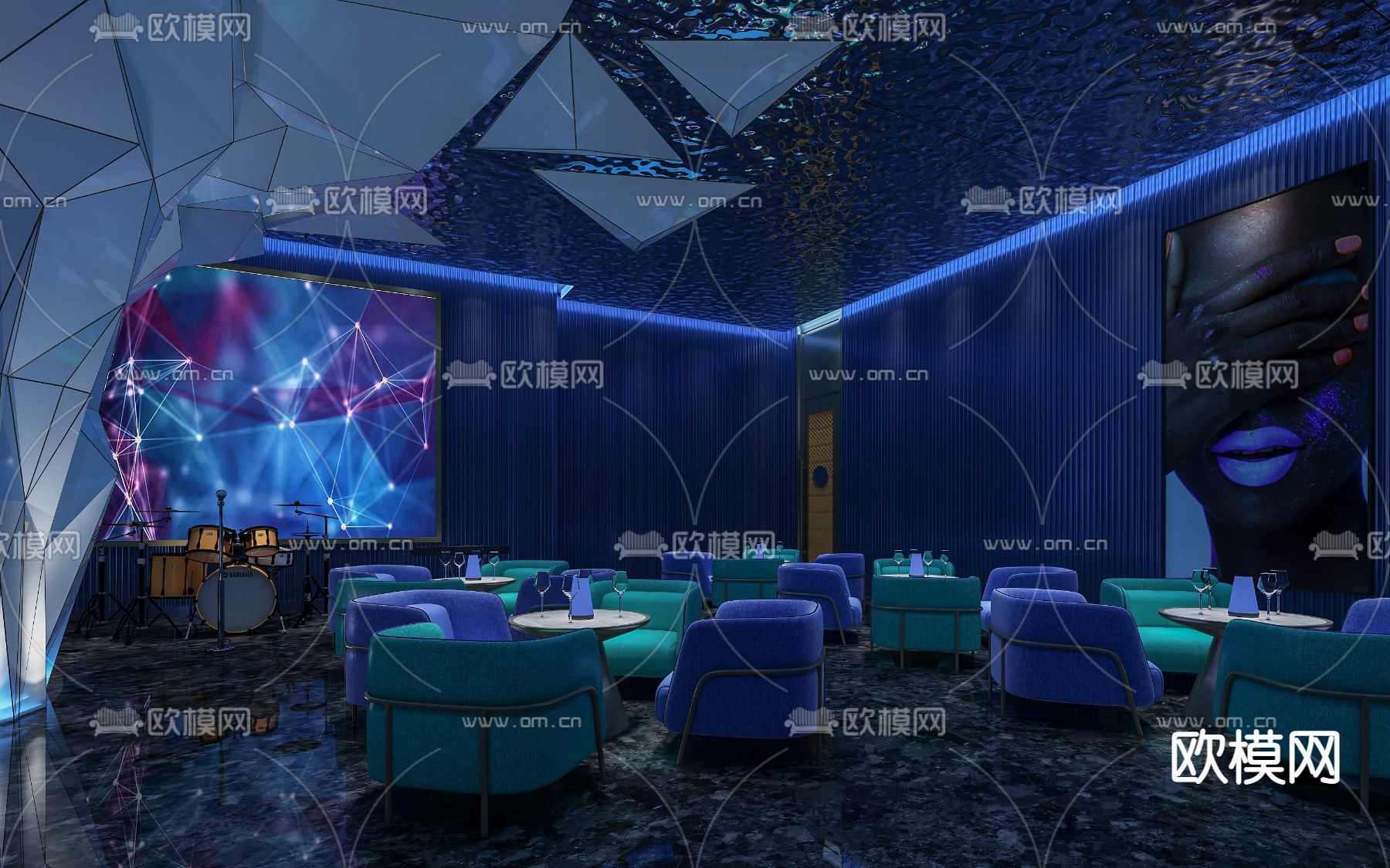 现代轻奢酒吧3d模型下载（渲染图2）