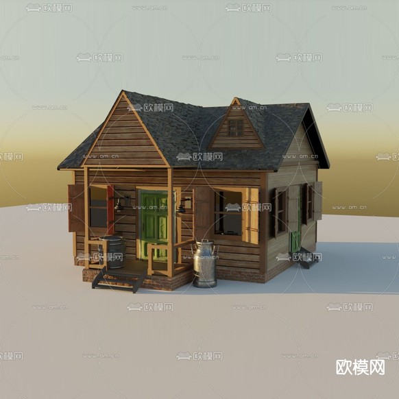 现代简约休闲木制度假小屋免费3d模型下载