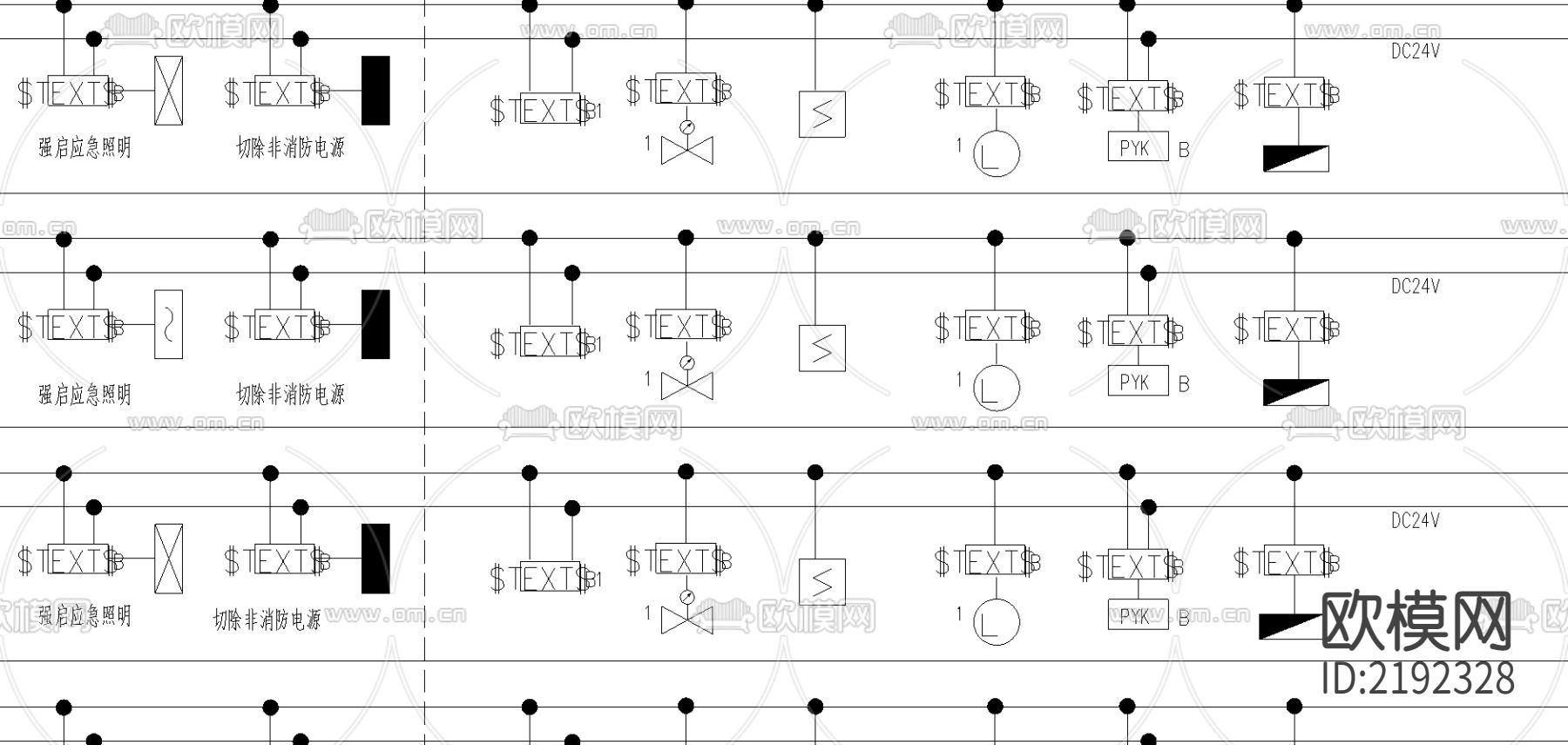 消防报警系统图CAD施工图下载（渲染图3）