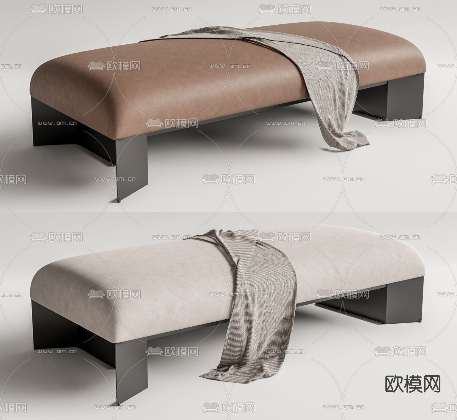 现代长凳床尾凳su模型