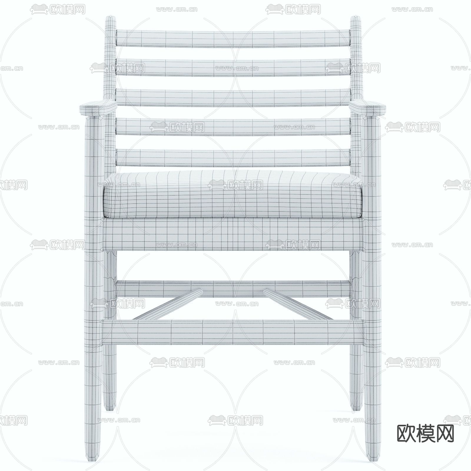 北欧原木扶手户外椅3d模型下载（渲染图7）
