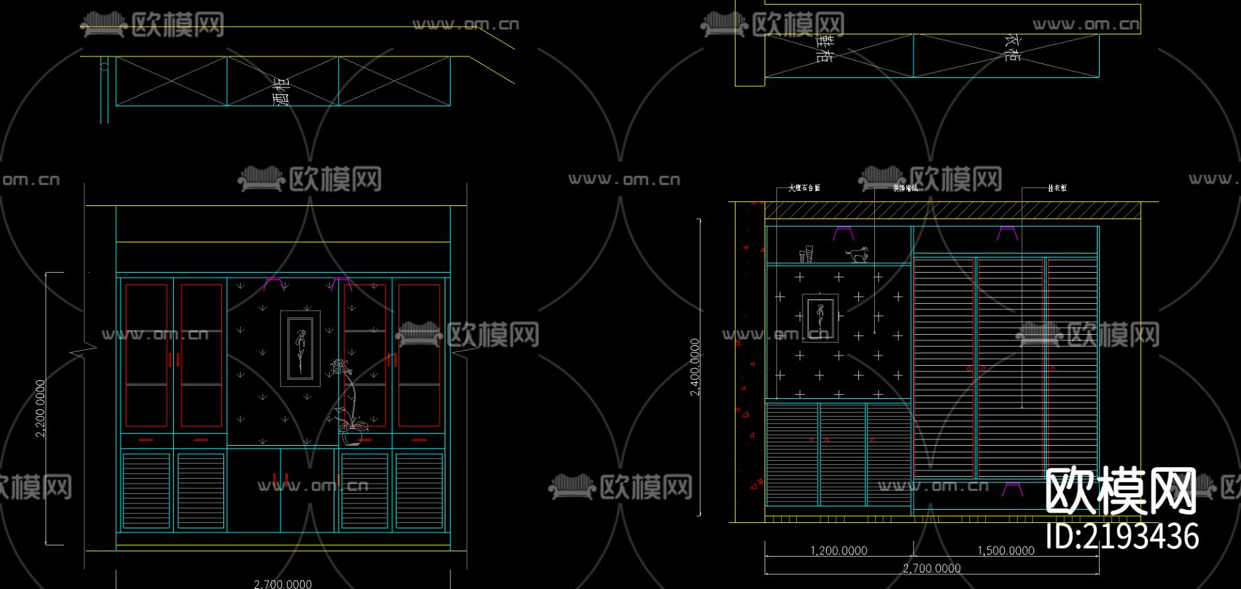 室内立面图CAD图库下载（渲染图2）