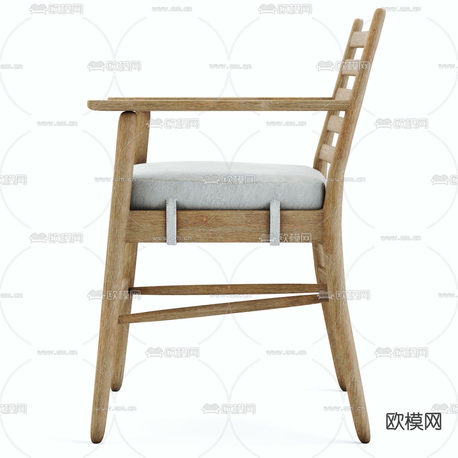 北欧原木扶手户外椅3d模型下载（渲染图2）