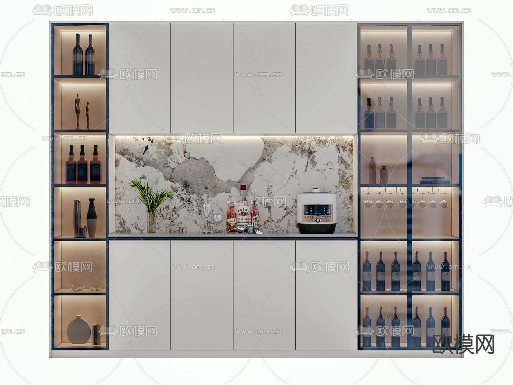 现代轻奢酒柜3d模型下载