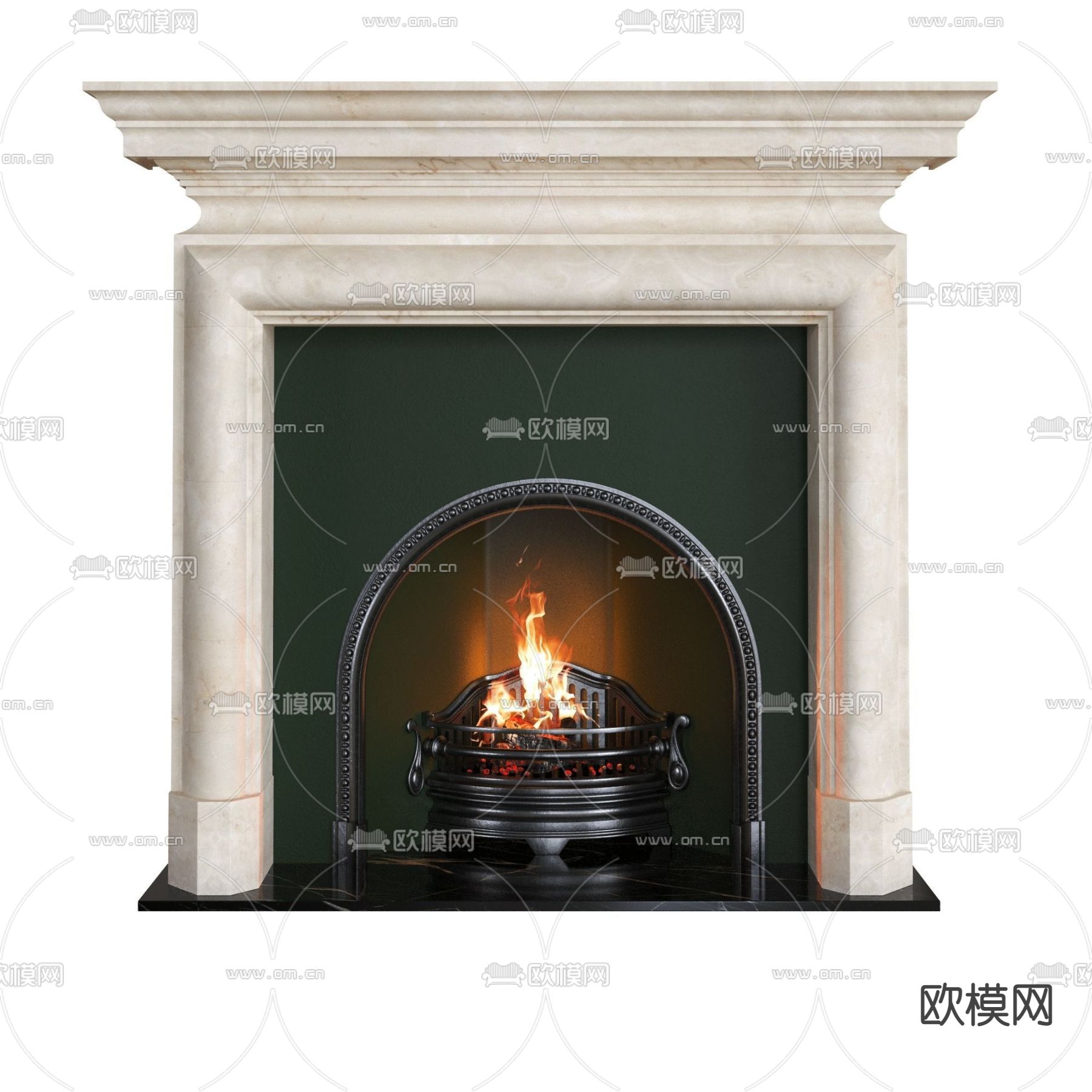 简欧壁炉3d模型下载（渲染图2）