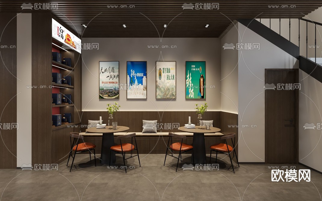 新中式烟酒店3d模型下载_ID12025061_3dmax免费模型-欧模网