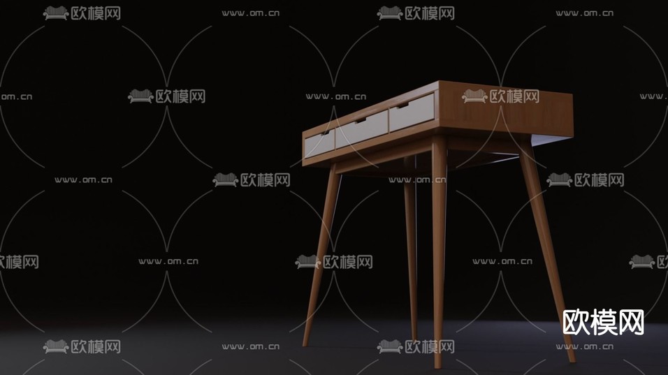 北欧简约竹制书桌免费3d模型下载