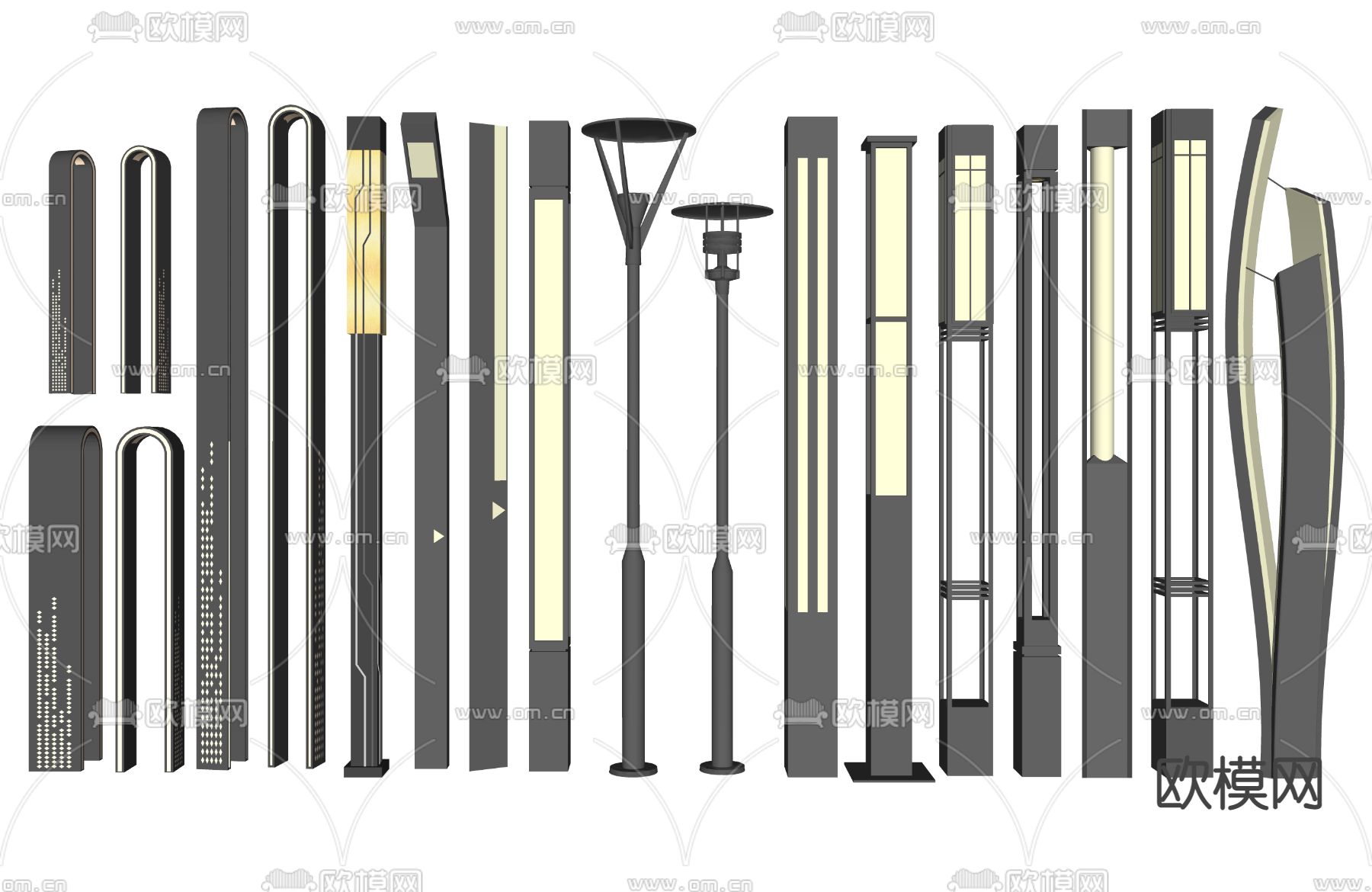 现代景观灯户外灯su模型下载