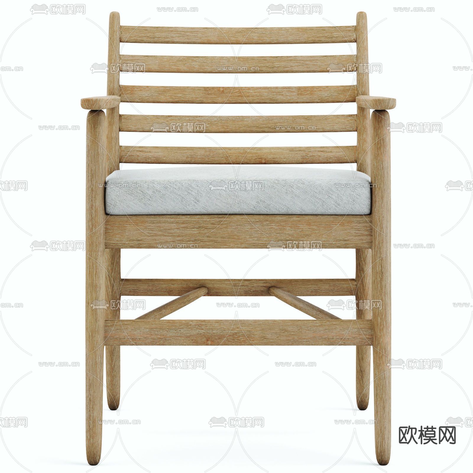 北欧原木扶手户外椅3d模型下载（渲染图5）