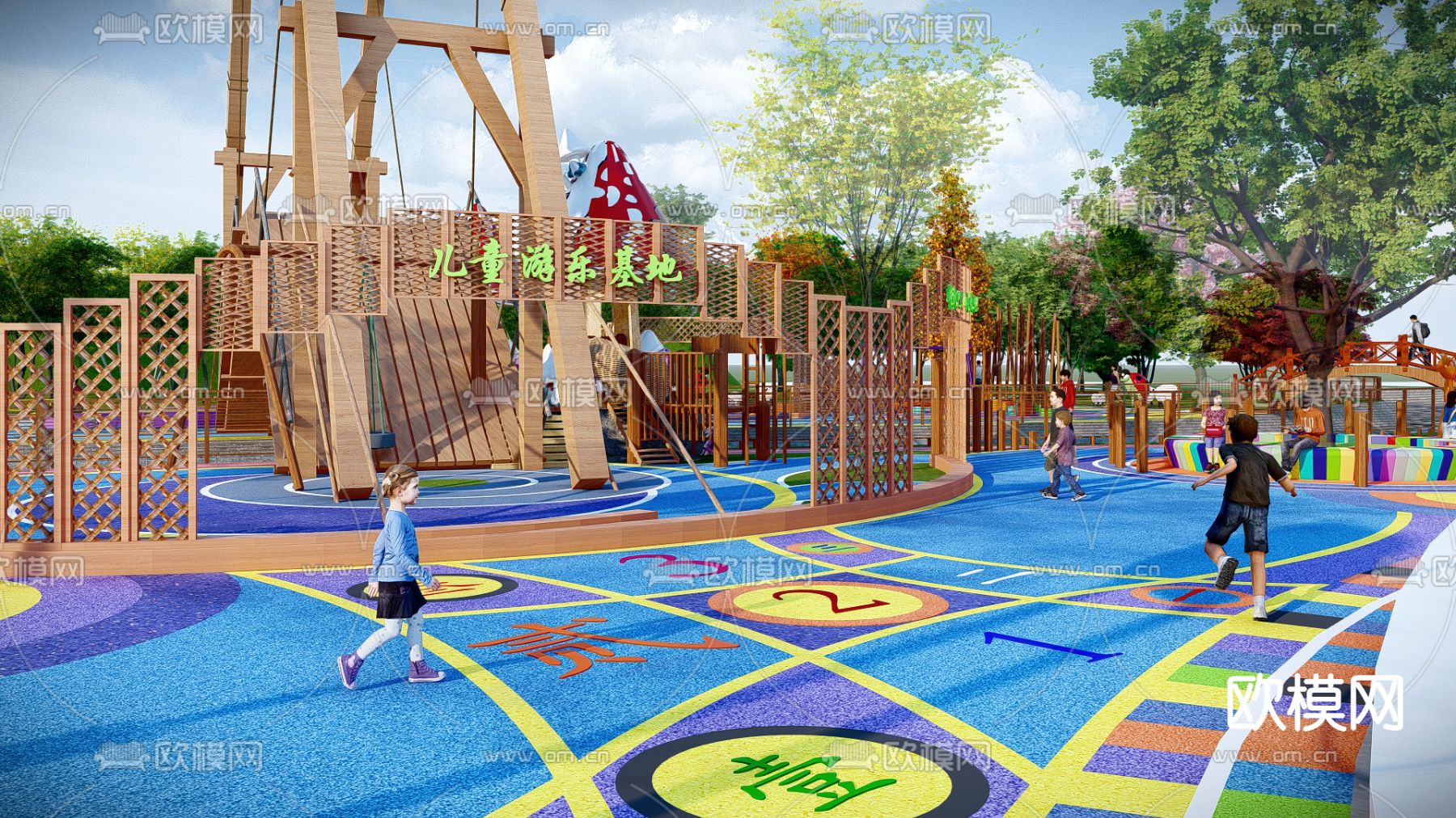 现代儿童游乐区su模型下载（渲染图7）