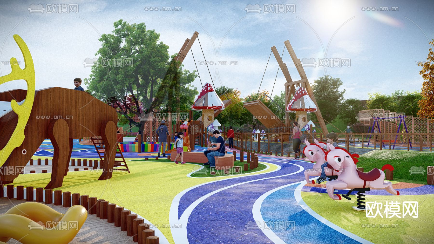现代儿童游乐区su模型下载（渲染图4）