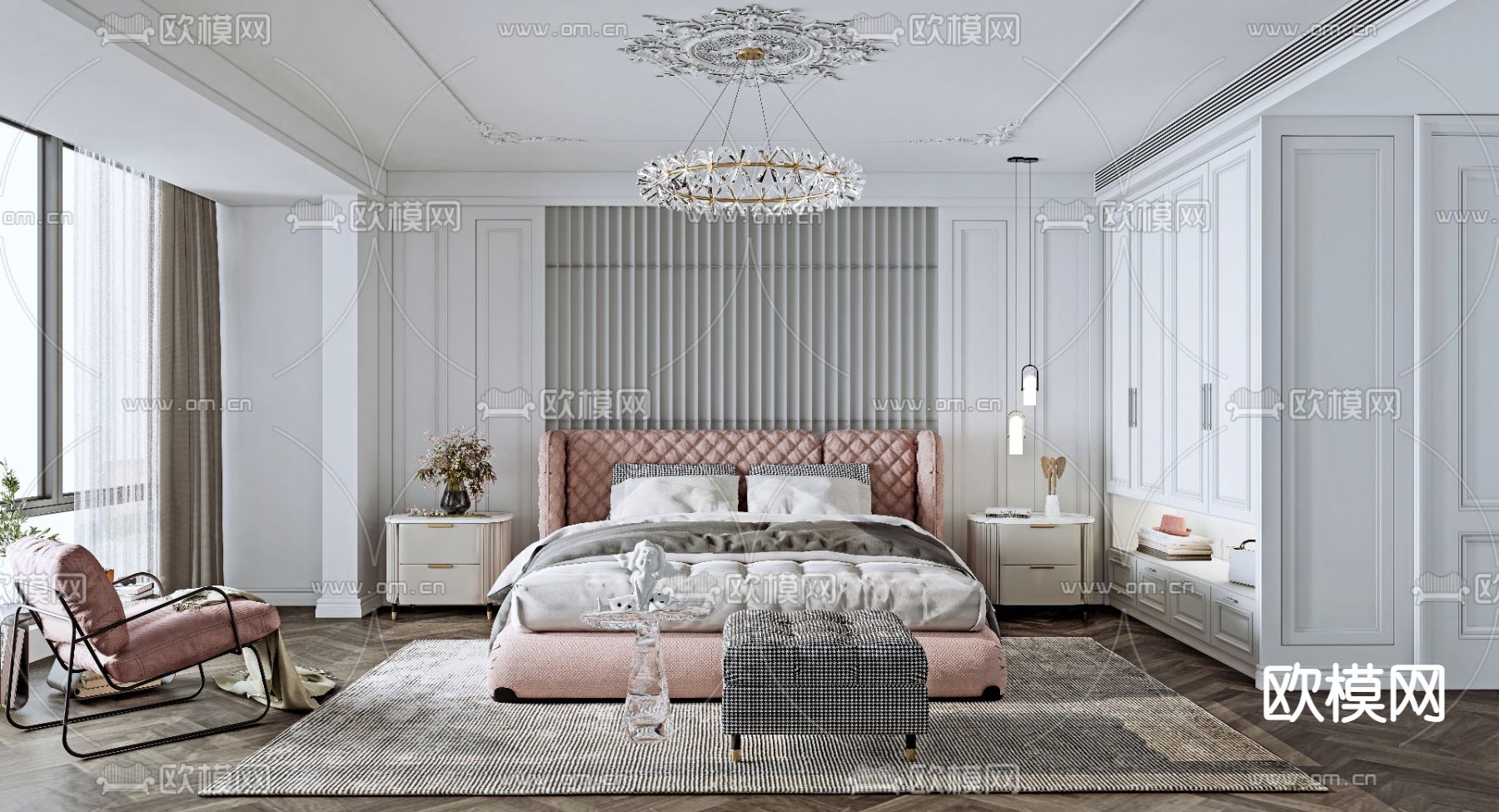 欧式卧室su模型下载（渲染图1）