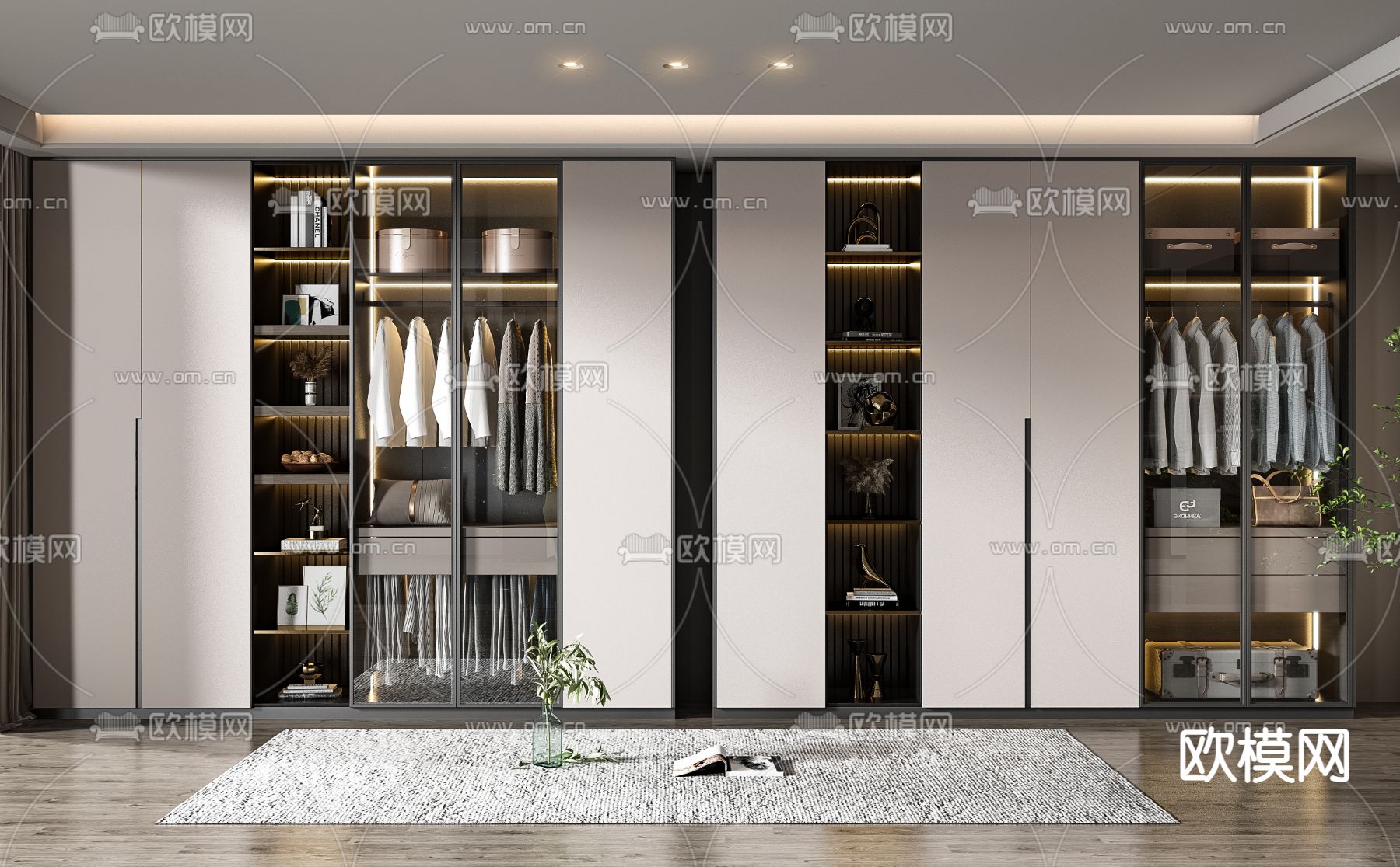 现代轻奢衣柜3d模型下载