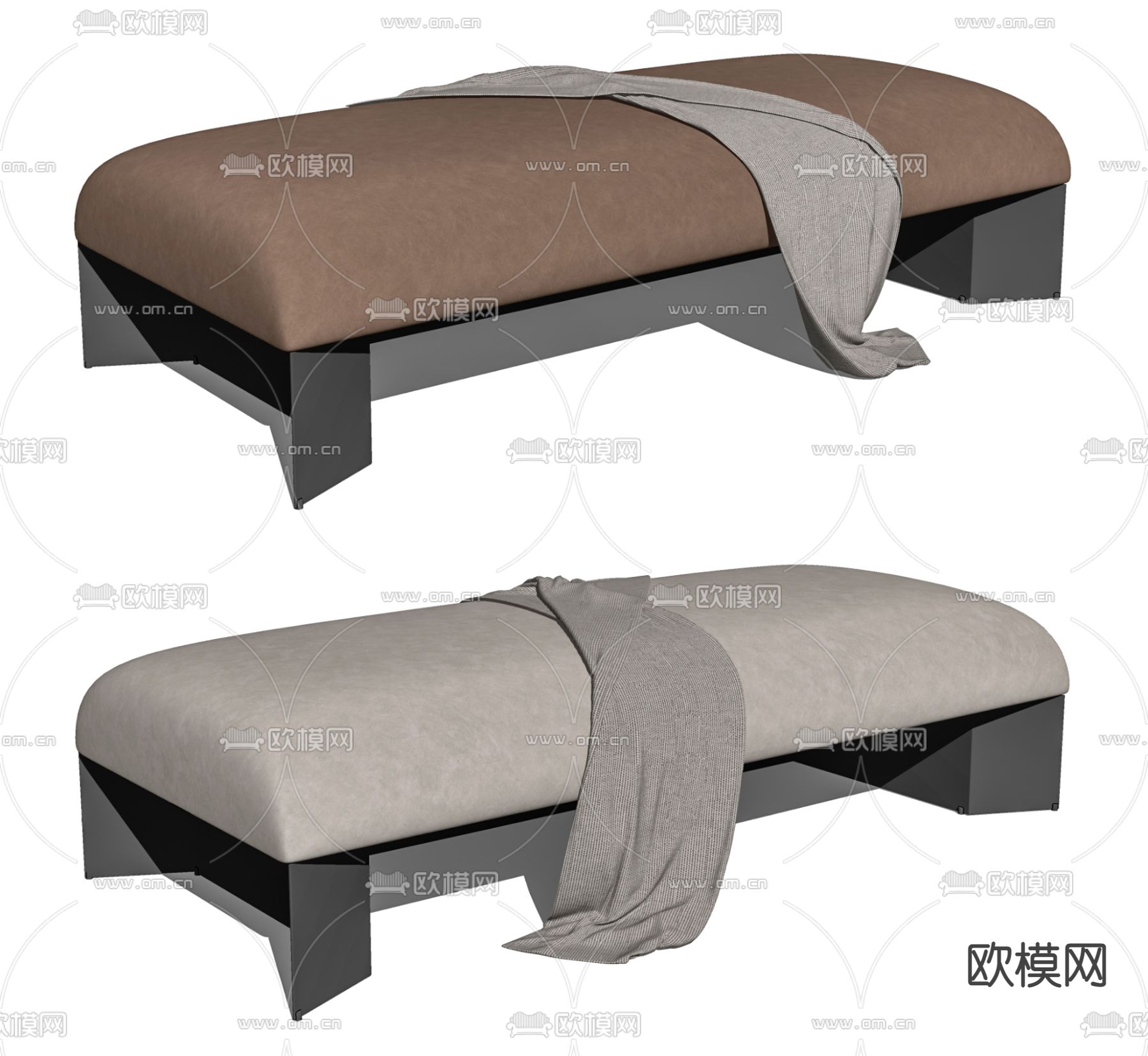 现代长凳床尾凳su模型