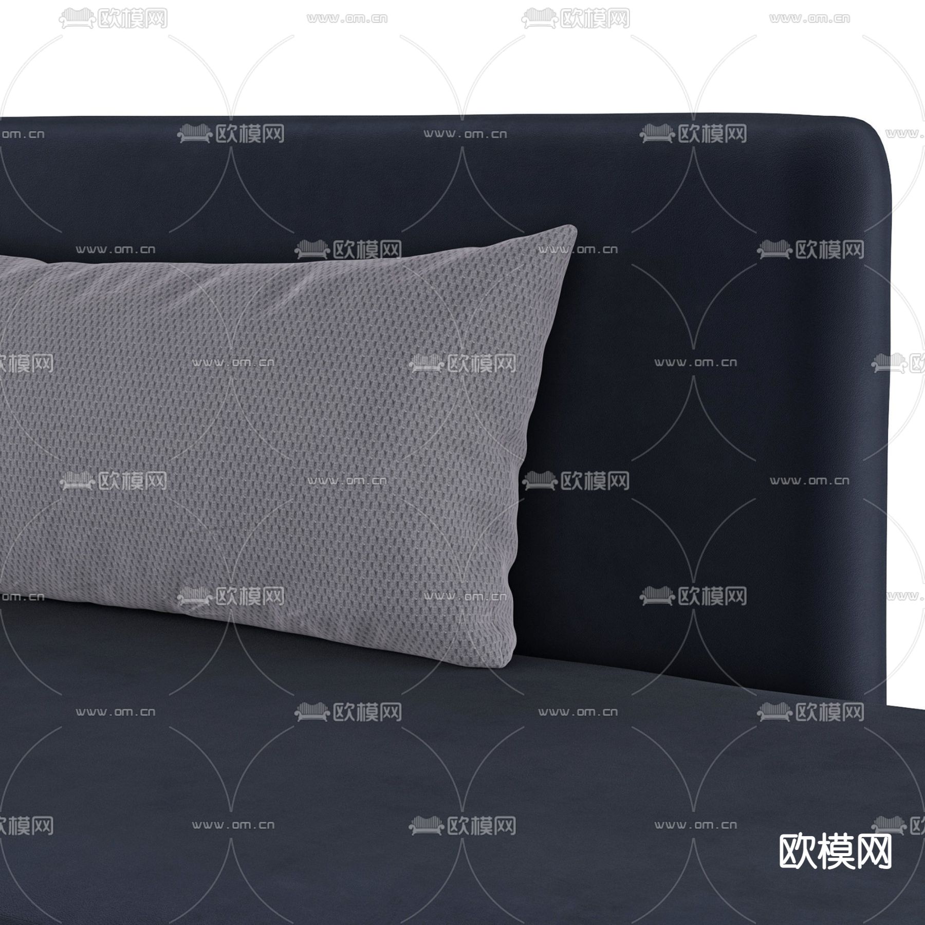 Virna 现代墨蓝绒布贵妃椅3d模型下载（渲染图2）