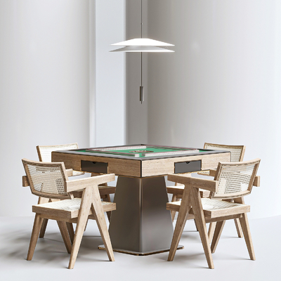  现代实木麻将桌椅su模型 