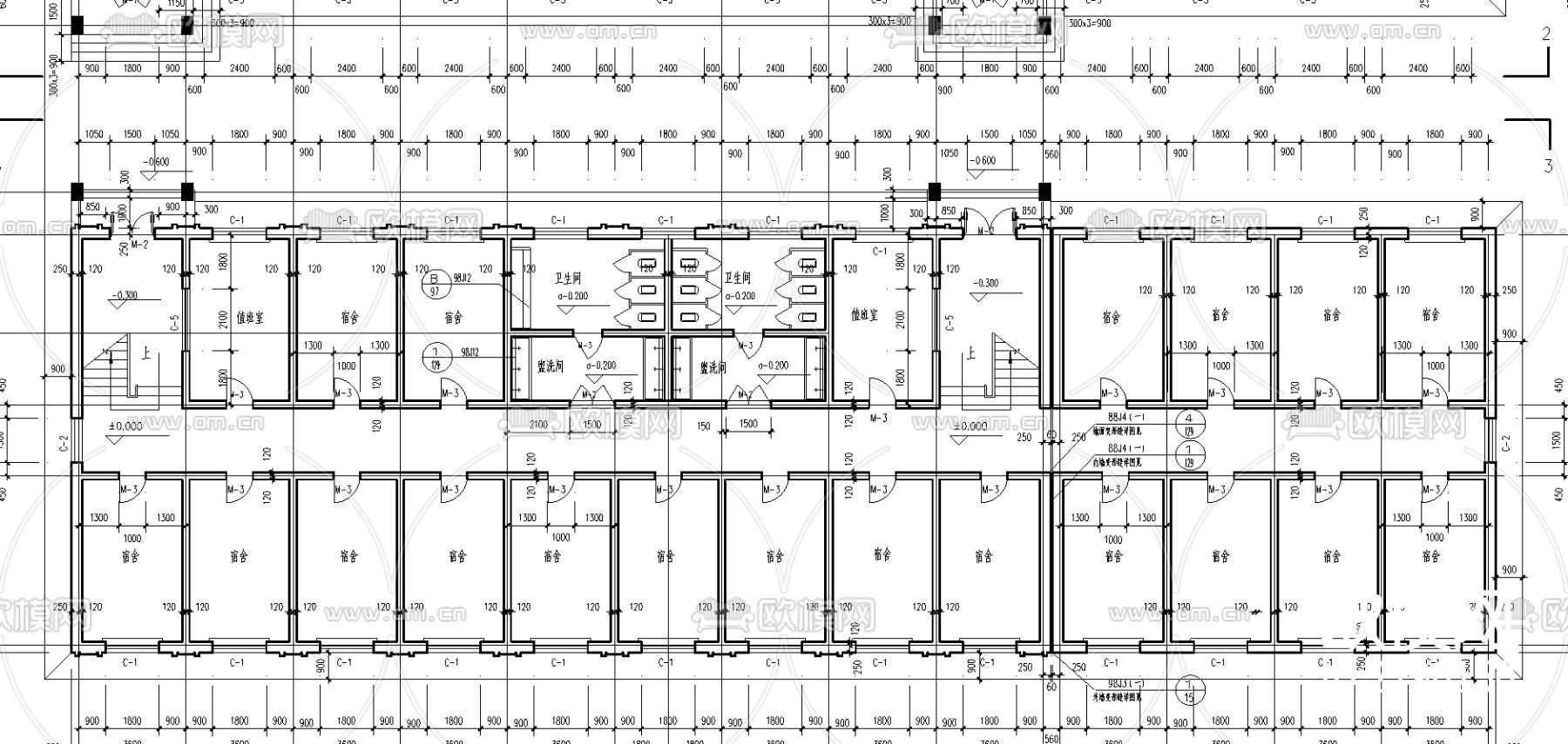 学校综合楼建筑cad施工图下载（渲染图4）