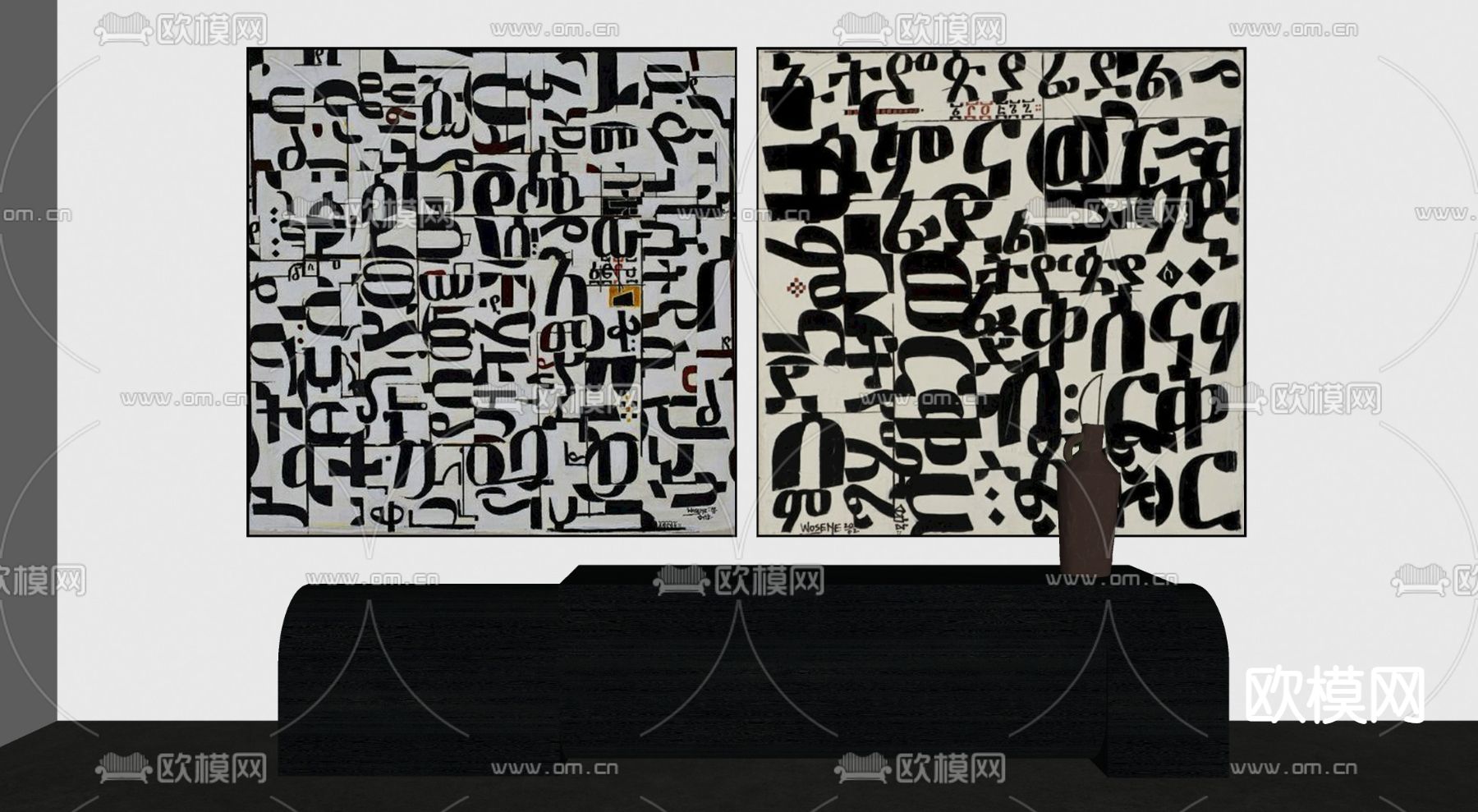 现代抽象装饰画su模型