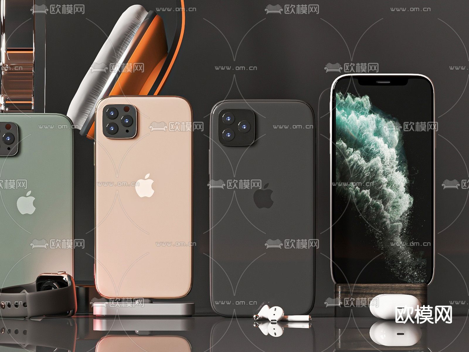 现代苹果手机su模型下载（渲染图1）