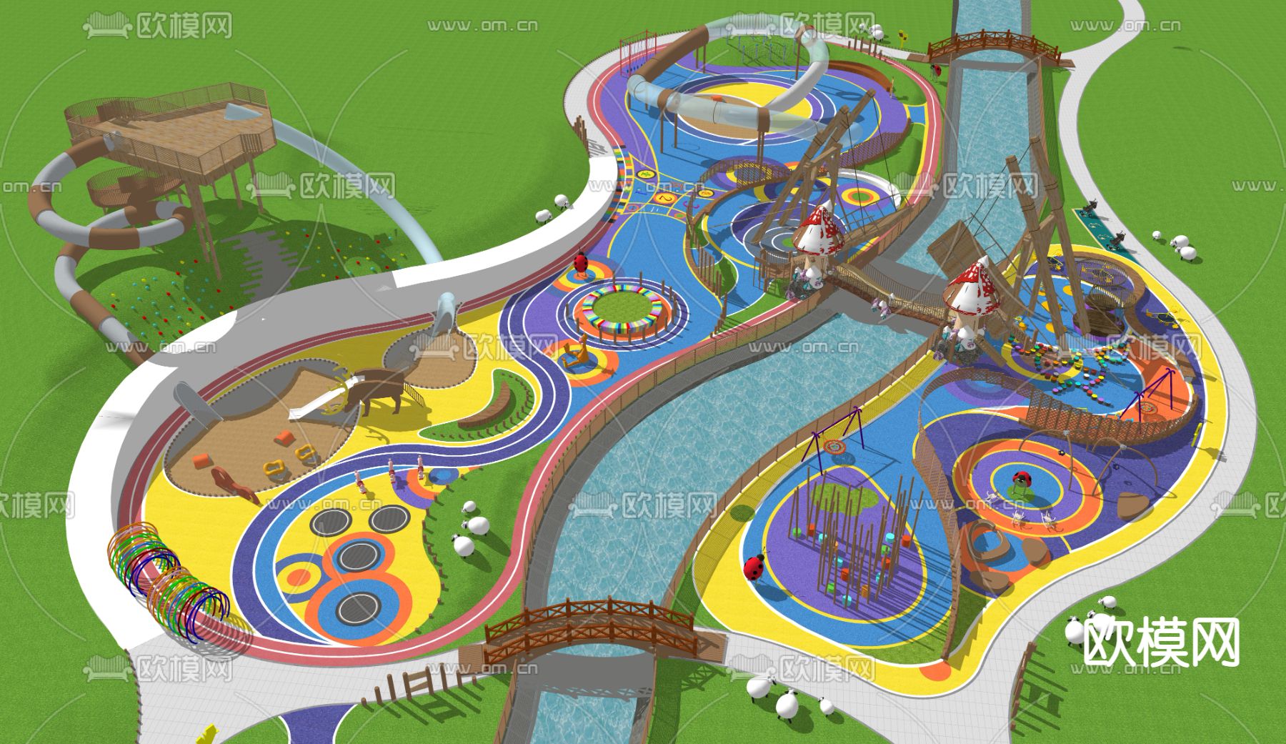 现代儿童游乐区su模型下载（渲染图6）