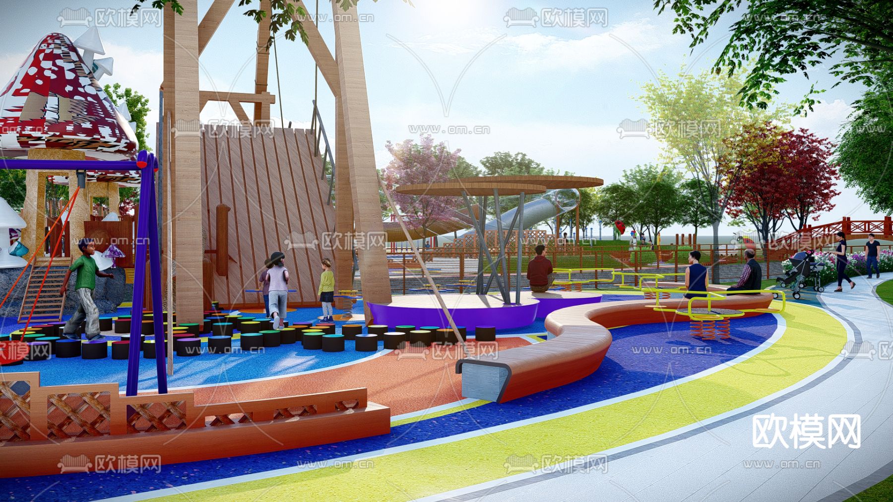 现代儿童游乐区su模型下载（渲染图5）