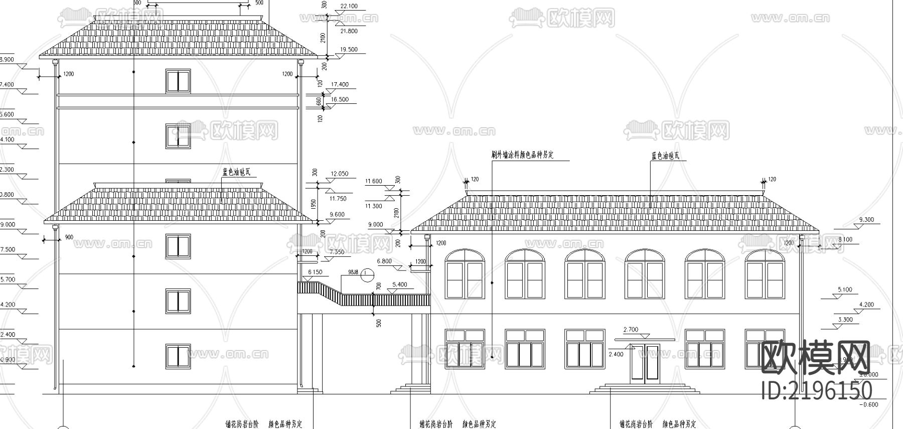 学校综合楼建筑cad施工图下载（渲染图2）