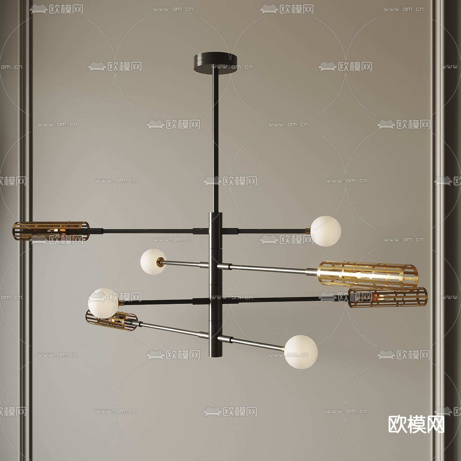 现代轻奢吊灯su模型