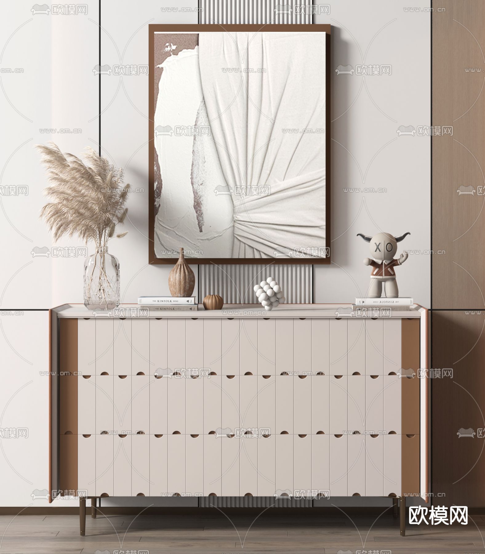 现代轻奢边柜3d模型下载