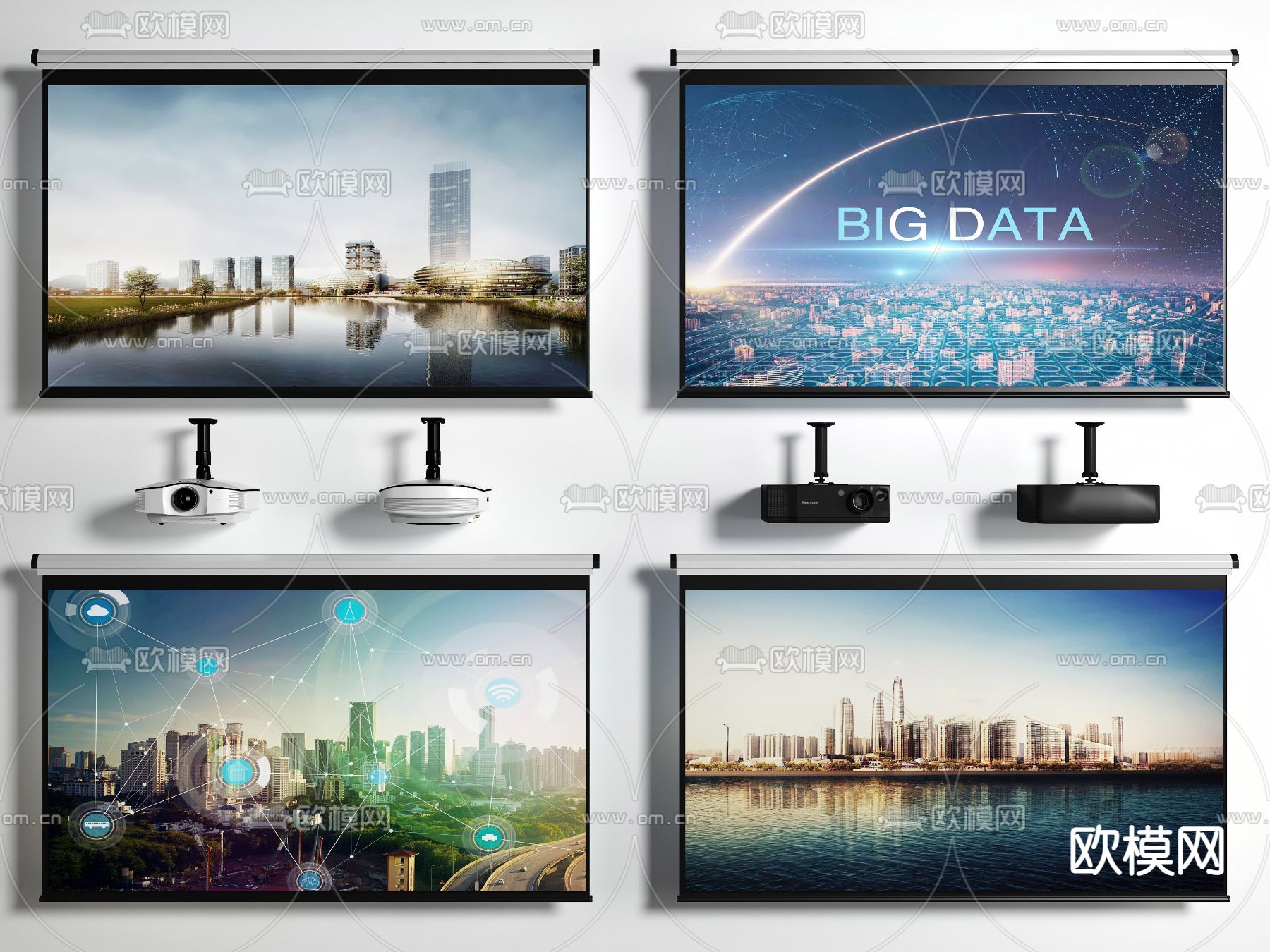 现代投影仪幕布su模型下载（渲染图1）