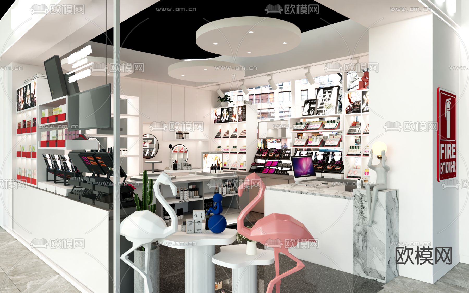 现代美妆专卖店su模型