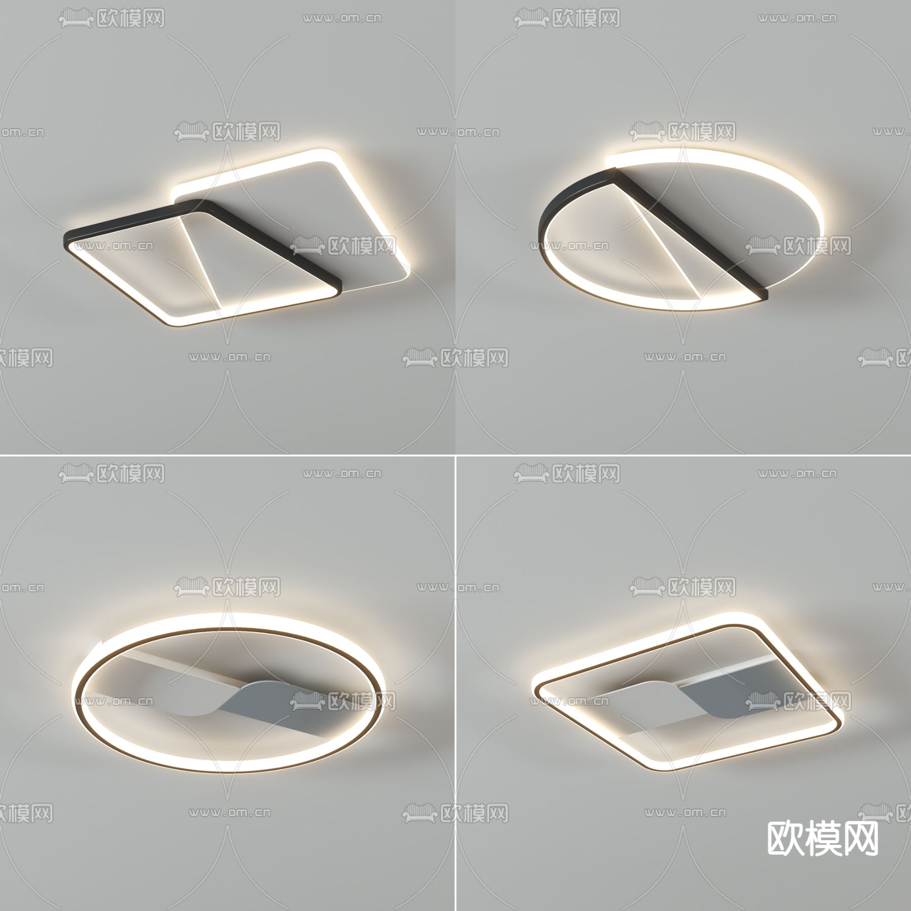 现代轻奢吸顶灯su模型下载（渲染图1）