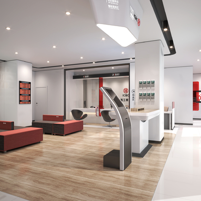  现代银行办事大厅su模型 