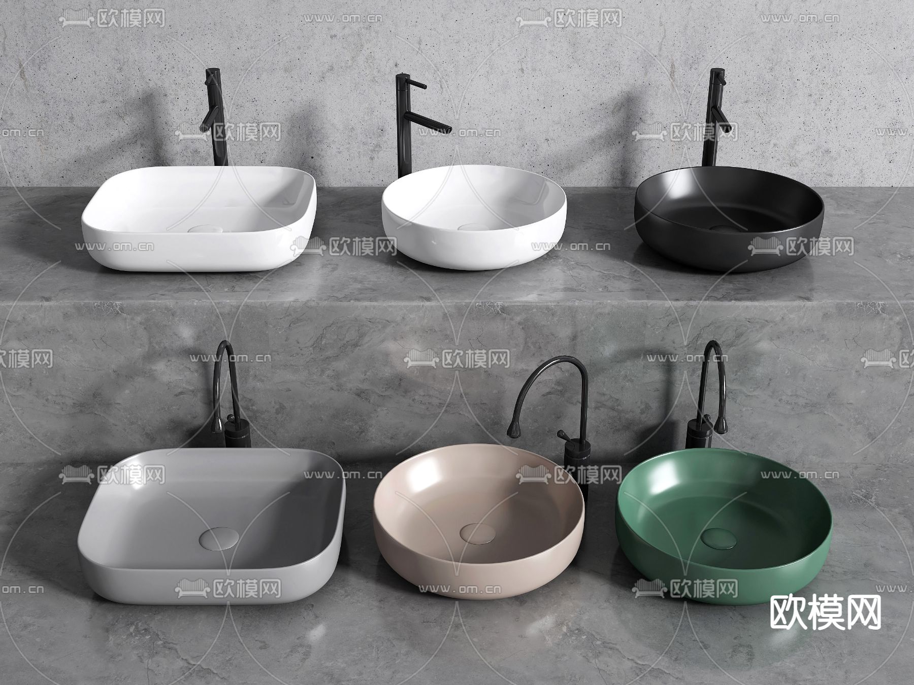 现代洗手台盆3d模型下载