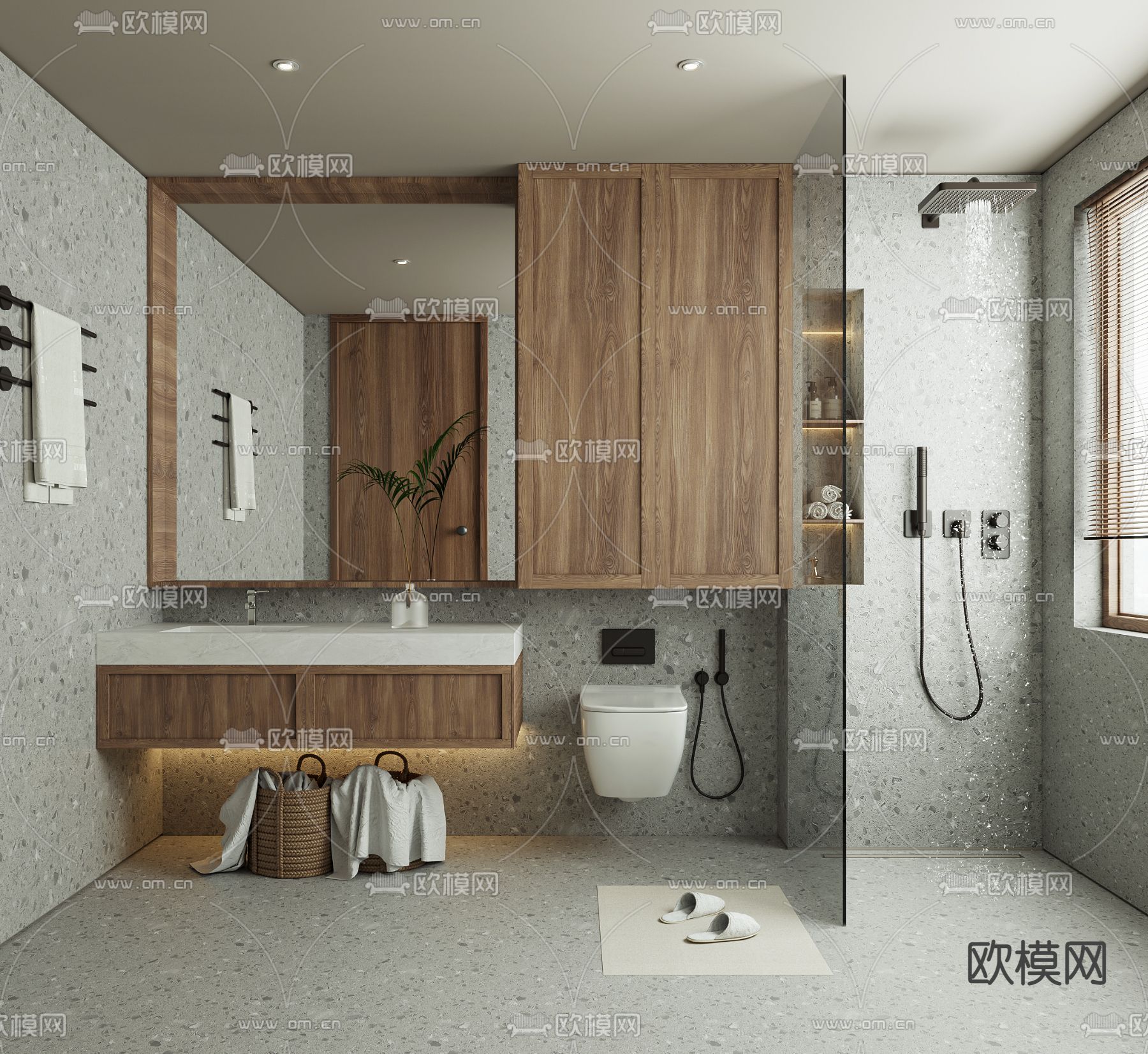 侘寂风浴室卫生间su模型下载（渲染图1）