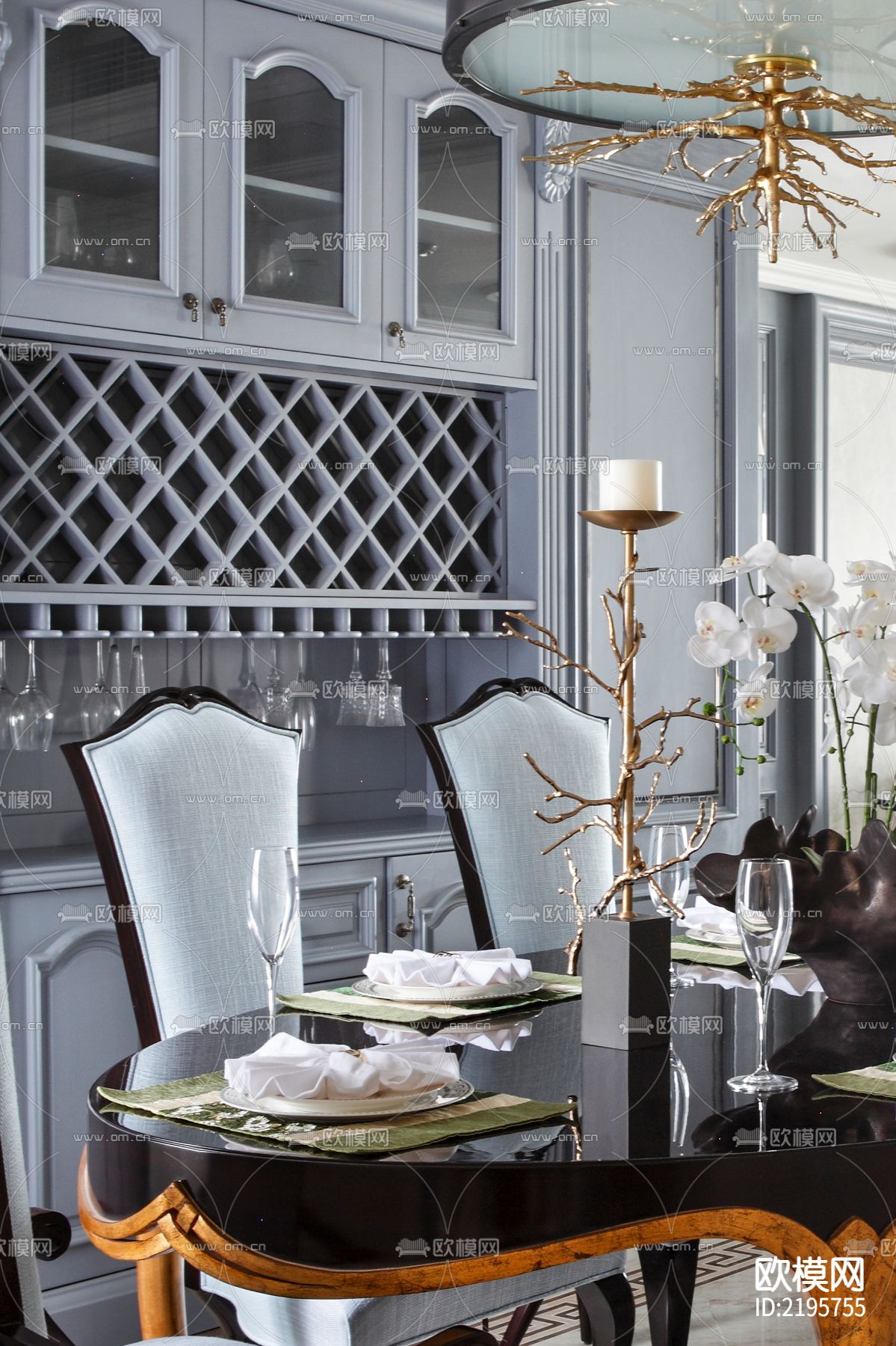 豪宅大平层效果图CAD施工图下载（渲染图4）