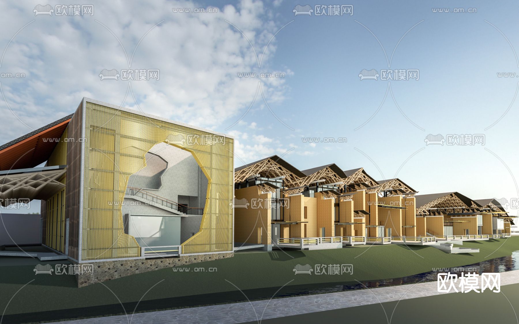 现代博物馆外观su模型下载_ID12028596_sketchup模型下载-欧模网