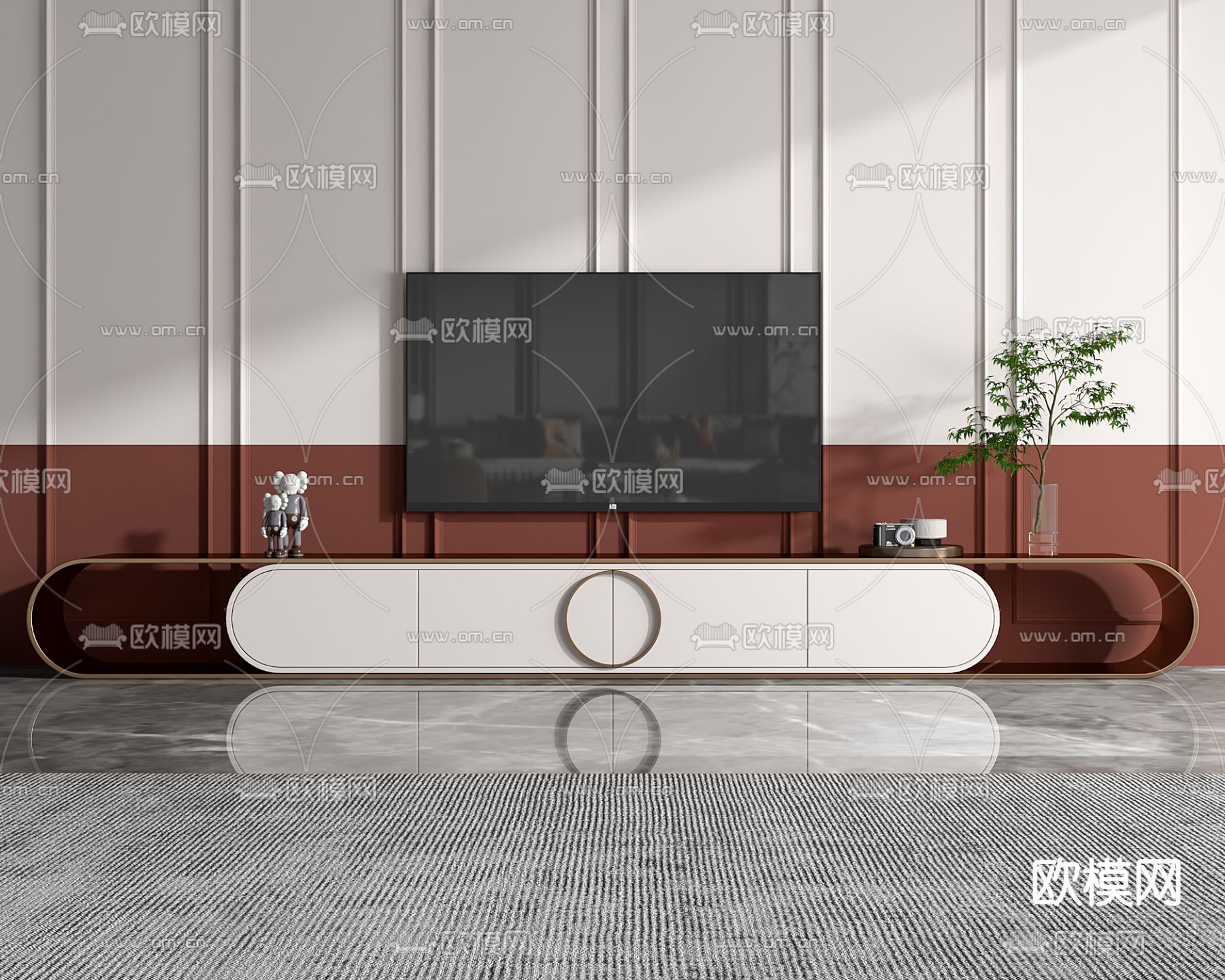现代轻奢电视柜3d模型下载_ID12030466_3dmax免费模型-欧模网