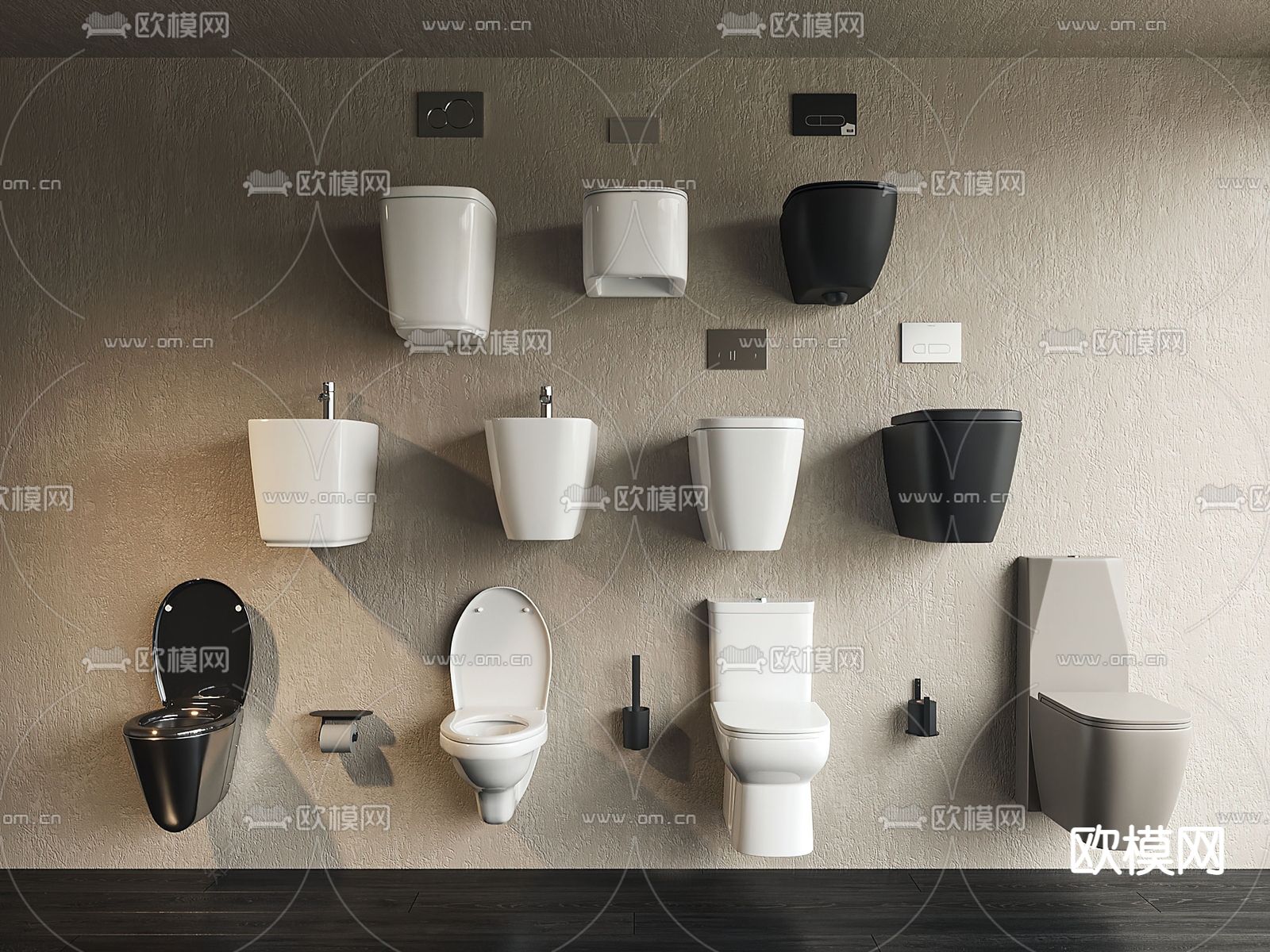 现代马桶su模型下载（渲染图1）