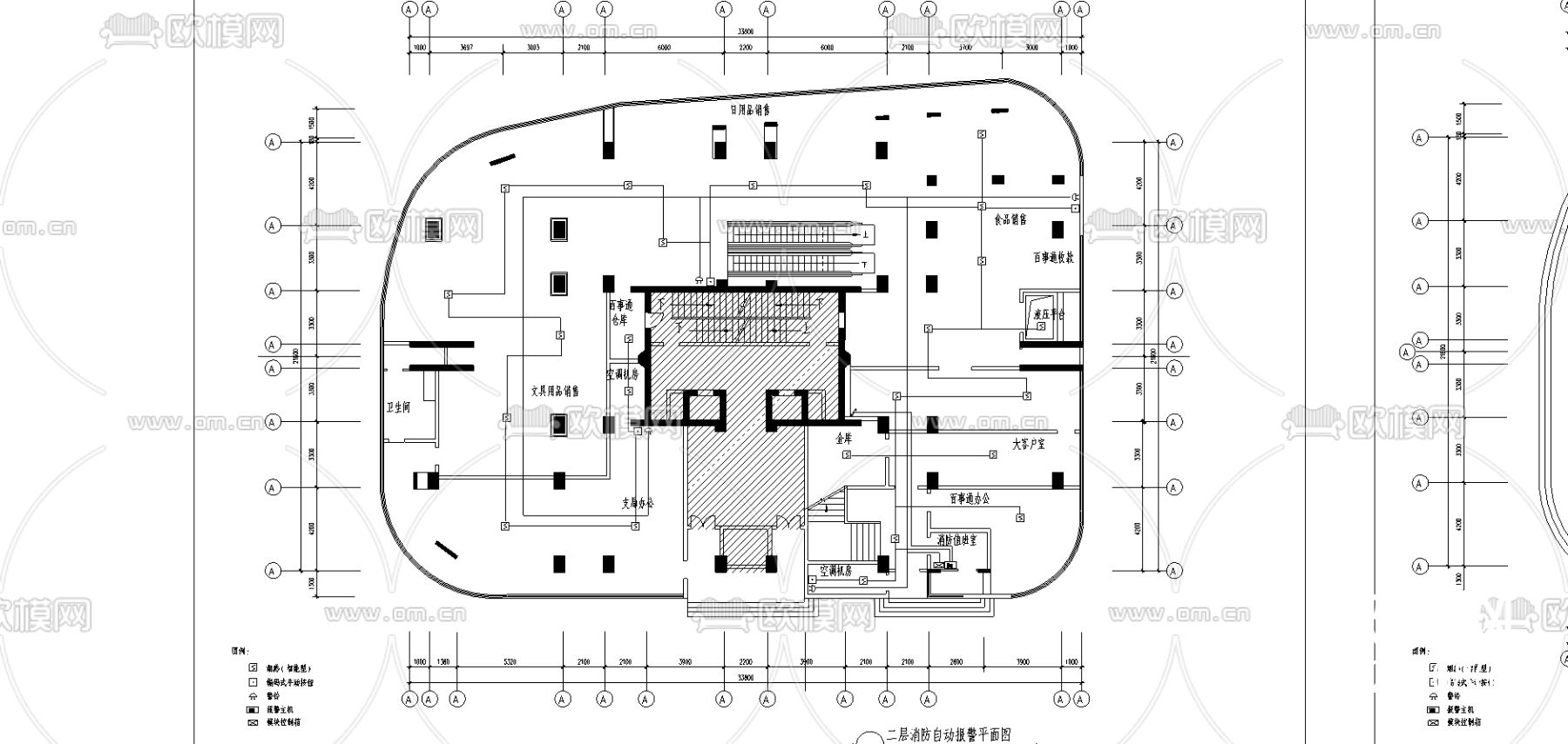 邮局消防自动报警平面图cad图库下载（渲染图1）