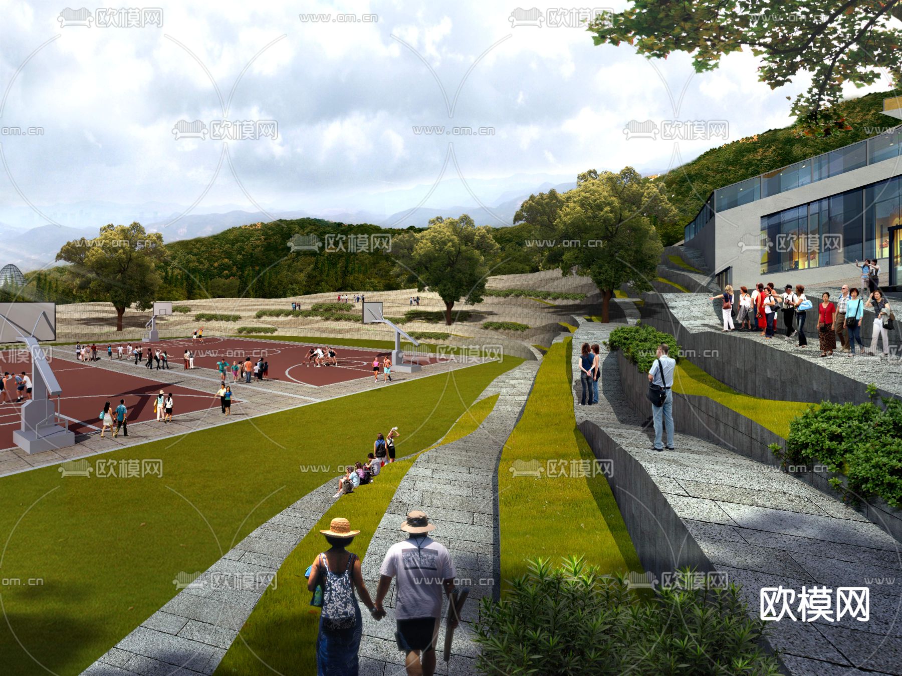 现代广场景观psd下载