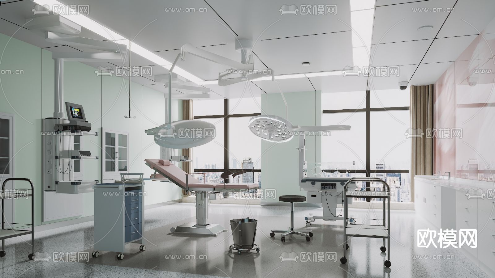 现代医院手术室3d模型下载（渲染图1）
