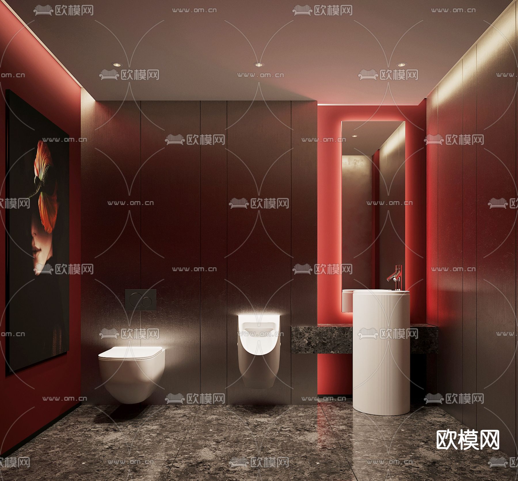现代卫生间卫浴3d模型下载_ID12031468_3dmax免费模型-欧模网