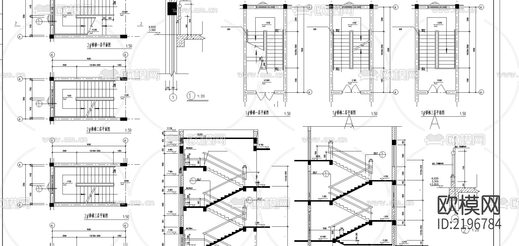 幼儿园楼梯节点CAD施工图下载（渲染图1）