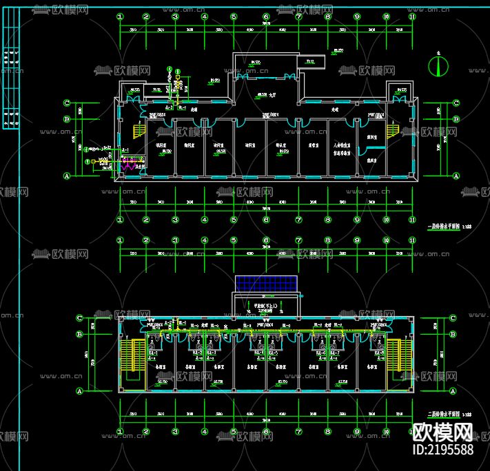 派出所给排水CAD施工图下载（渲染图1）