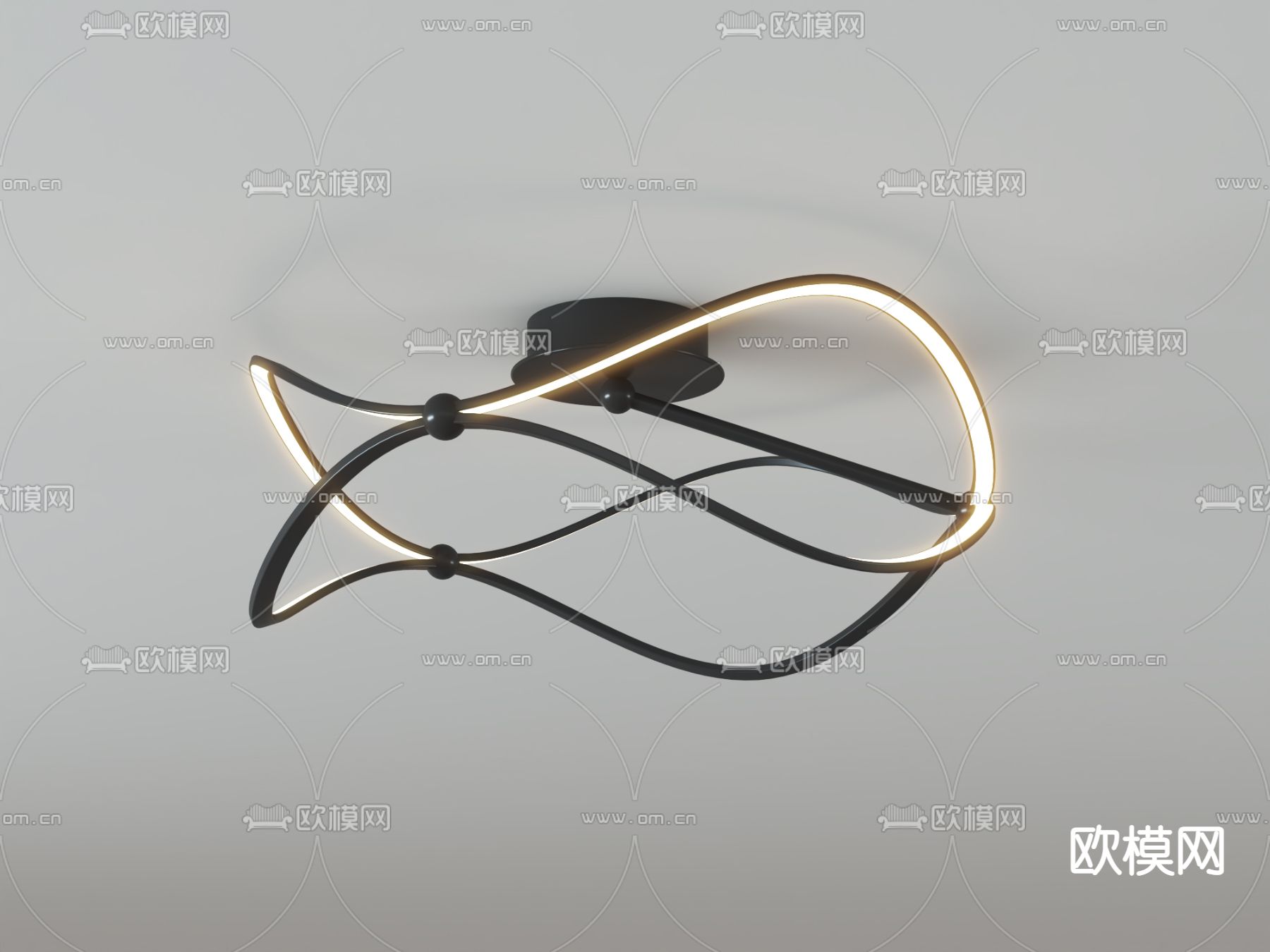 现代轻奢吸顶灯su模型下载（渲染图2）