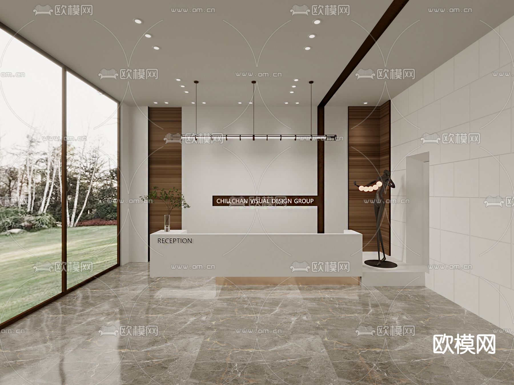 现代办公室前台su模型下载_ID12025203_sketchup模型下载-欧模网