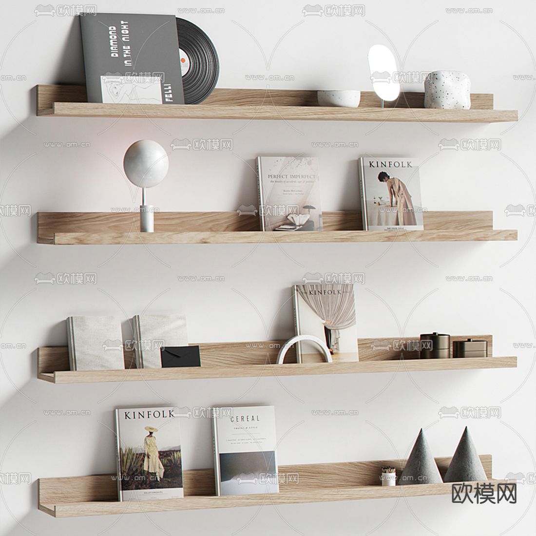 现代书籍雕塑摆件3d模型下载（渲染图1）