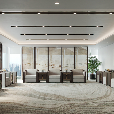  新中式贵宾接待室su模型 