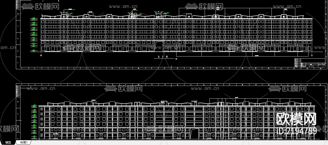 异型柱框架结构综合楼CAD建筑图下载（渲染图2）