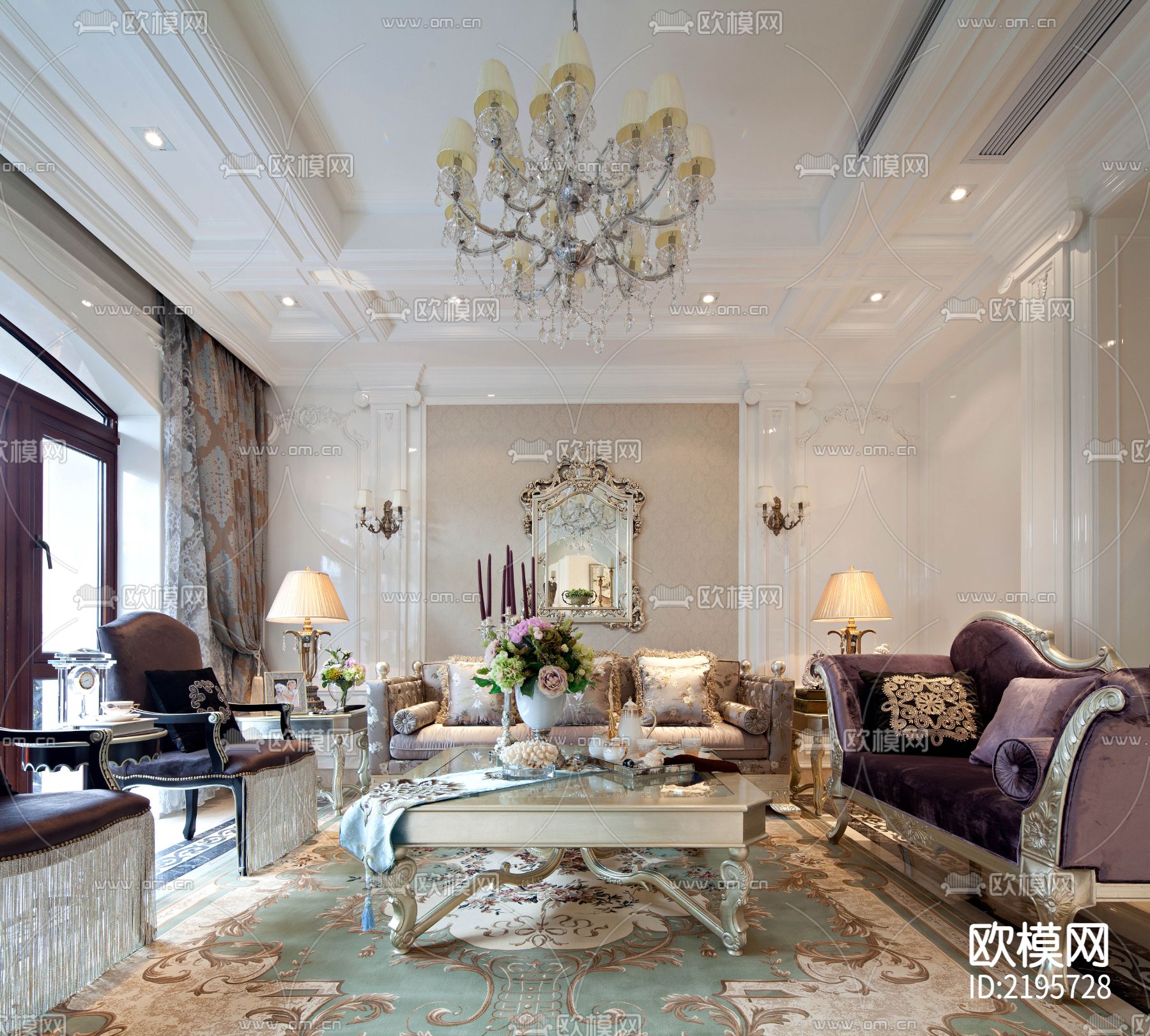 欧式双拼别墅效果图CAD施工图下载（渲染图4）